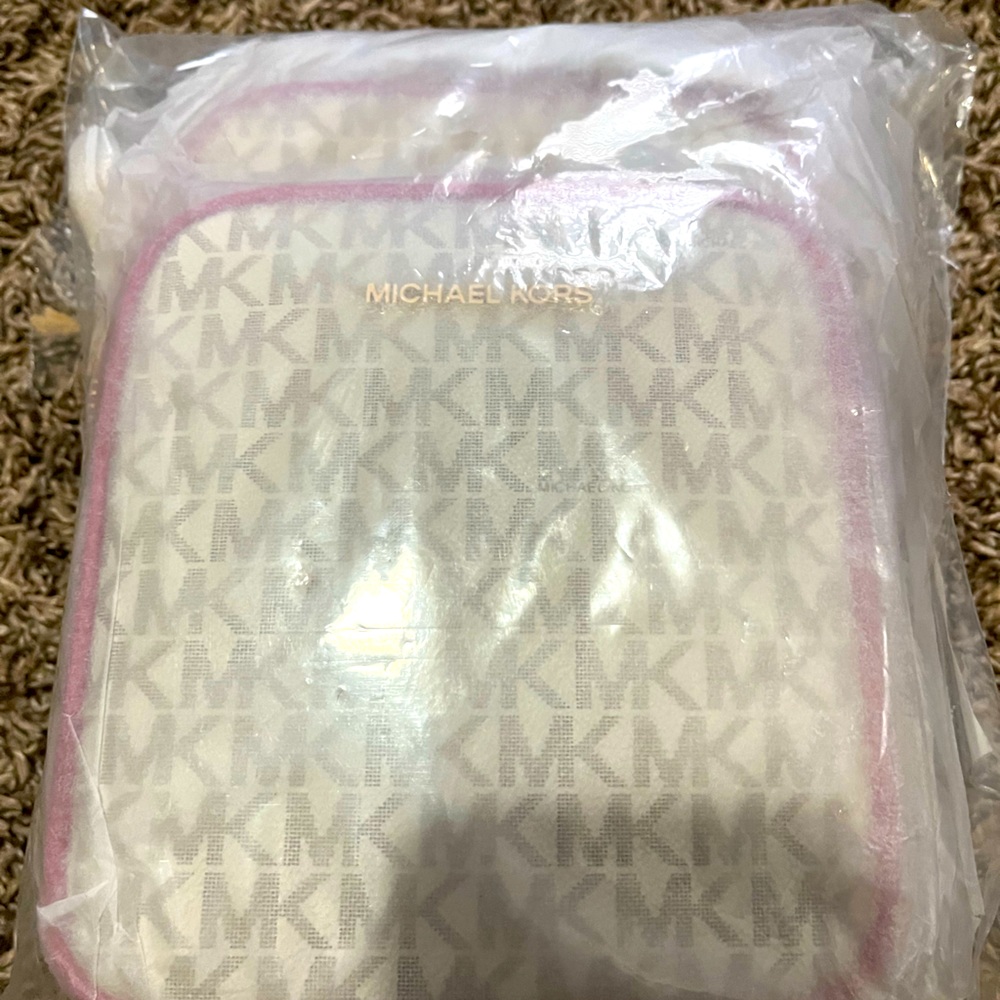 Michael Kors cream and pink crossbody
